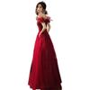 Rote Toast Braut 1011 Neues Hochzeitskleid Verlobungskleid Rückkehrkleid Atmosphärisch Sommer Lang
