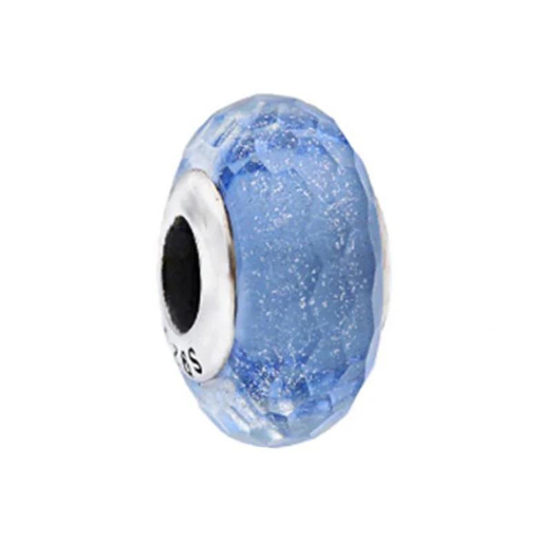 Srebro 925 Szkło Murano Galaktyka Gwiazdy Koniczyna Serce Bąbelki Błyszczące Koraliki Pasują do Bransoletki Charms DIY Biżuteria Dla Mamy