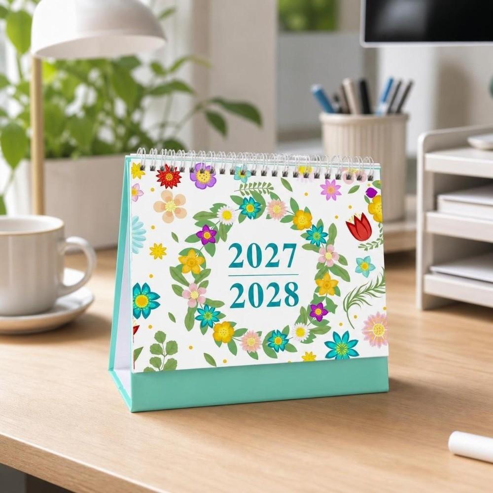 Creative 1117 Desktop Calendar Portable Thick Paper Standing Flip Calendar Yearly Agenda To Do List Time Manegement Organizers