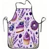 1pc Purple Dessert Floral Print Apron, Durable and Easy To Clean, Adjustable Waistband, Polyester Material, for Kitchen Cooking, Gardening, Orchard Pi