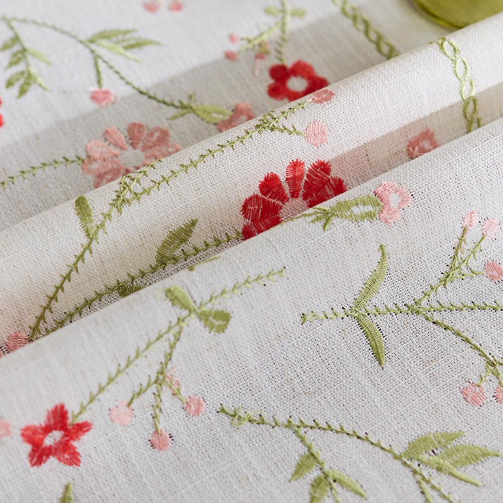 Embroidered cotton and linen style tablecloth French style fabric dining table cloth literary small fresh fringed coffee table cloth tablecloth