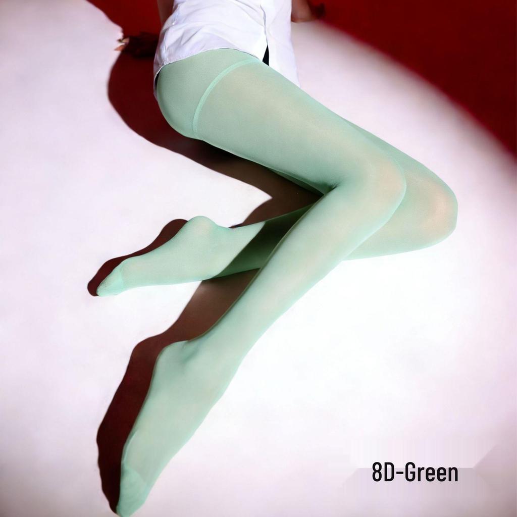 8D Black Silk Horse Oil Gloss Pantyhose, Silky Smooth High Crotch, Plus Size, Super Thin, Anti-Snag Moisturizing Stockings.
