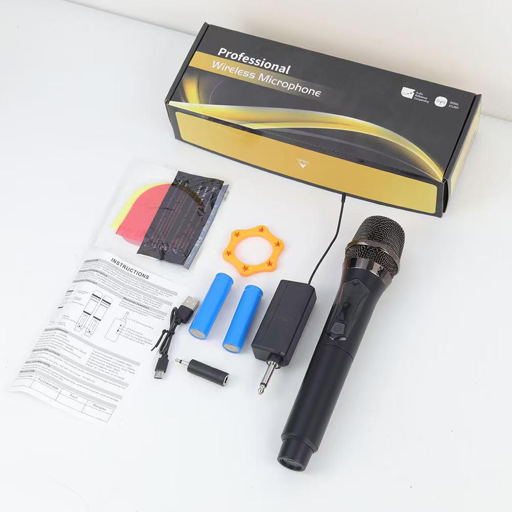 Rechargeable Wireless Microphone Set: One-to-Two KTV Live Singer Handheld with Speaker