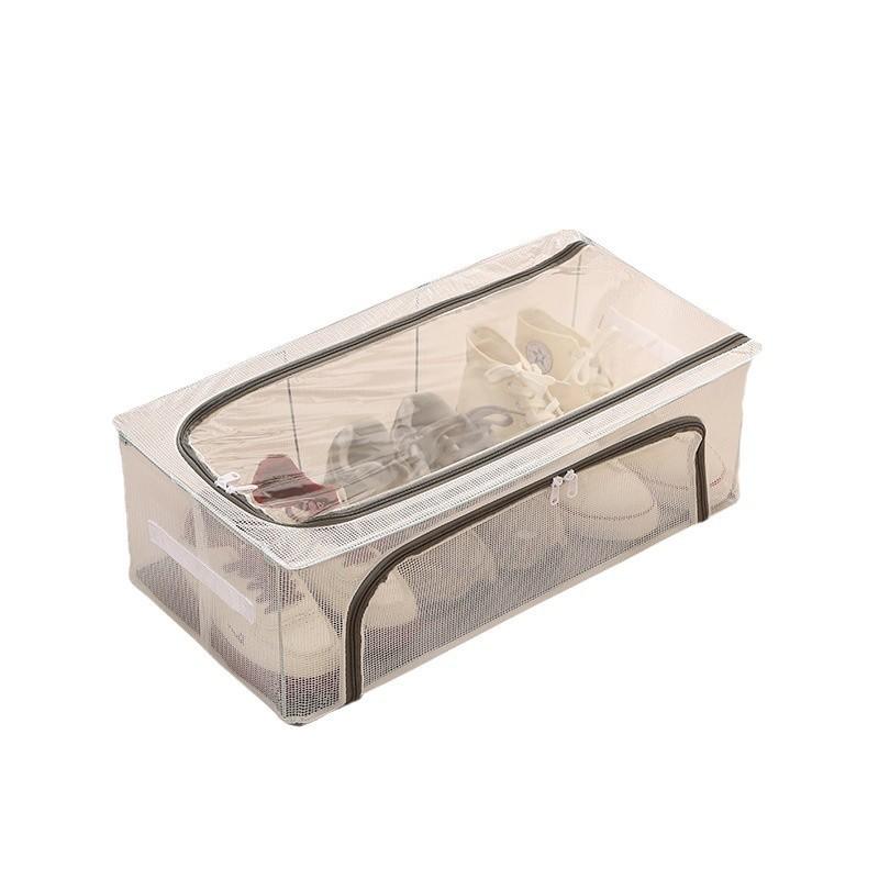 Transparent Under-Bed Shoe Organizer Box Foldable Dustproof Storage Container Sneakers Bedroom Closet