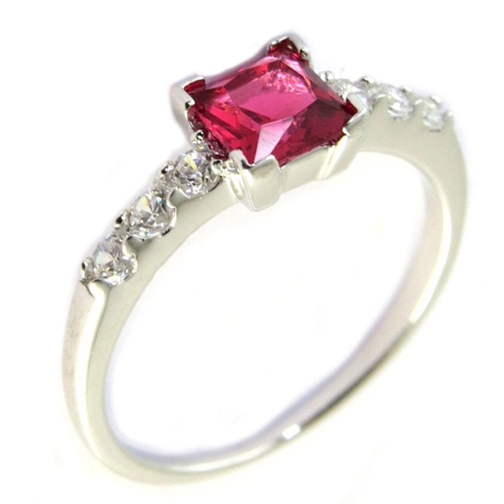 Bague Argent 'Sissi' rubis blanc (rhodié)