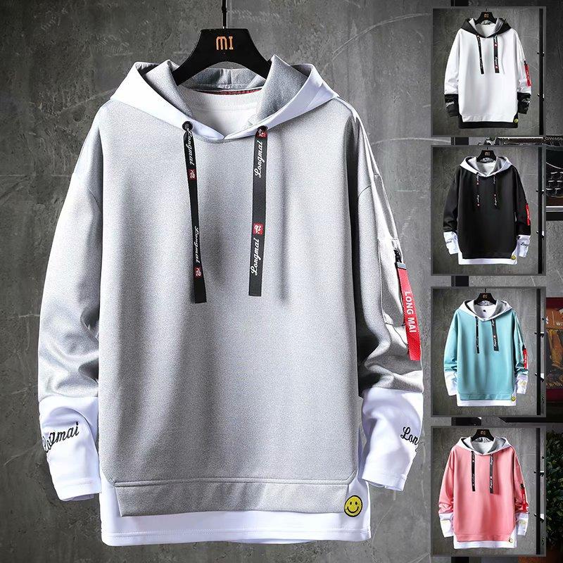 Sudadera con capucha de primavera para hombre, estilo hip hop, ropa de calle informal, moda para hombre, sudaderas con capucha holgadas de color liso estilo coreano Harajuku