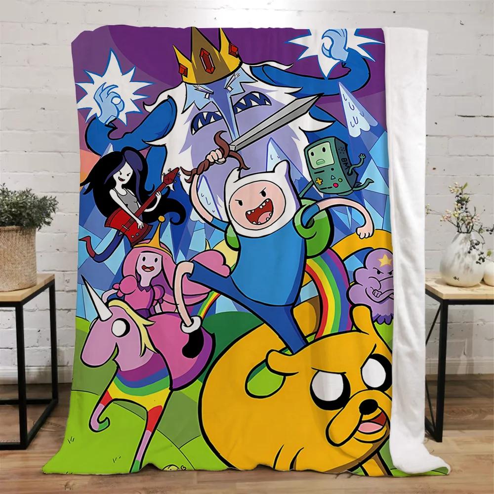 Adventure Time Coperte Spesse per l'Inverno Coperta Letto Lavorata a Maglia a Quadri Casa e Decorazione Biancheria da Letto in Microfibra Asciugamano da Spiaggia Coperta per Riposo
