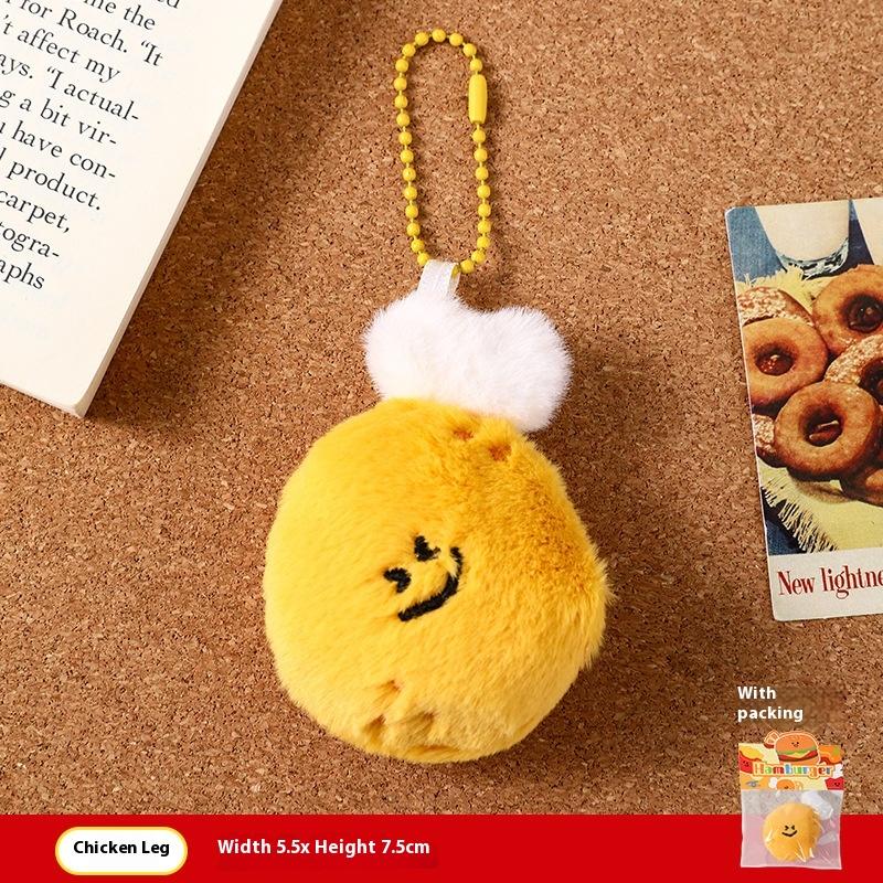 Creative Cute  Burger Potato  Chip  Doll  Keychain  Bag Pendant Couple  Girl  Plush Hanging  Ornament Gift Bag Accessory