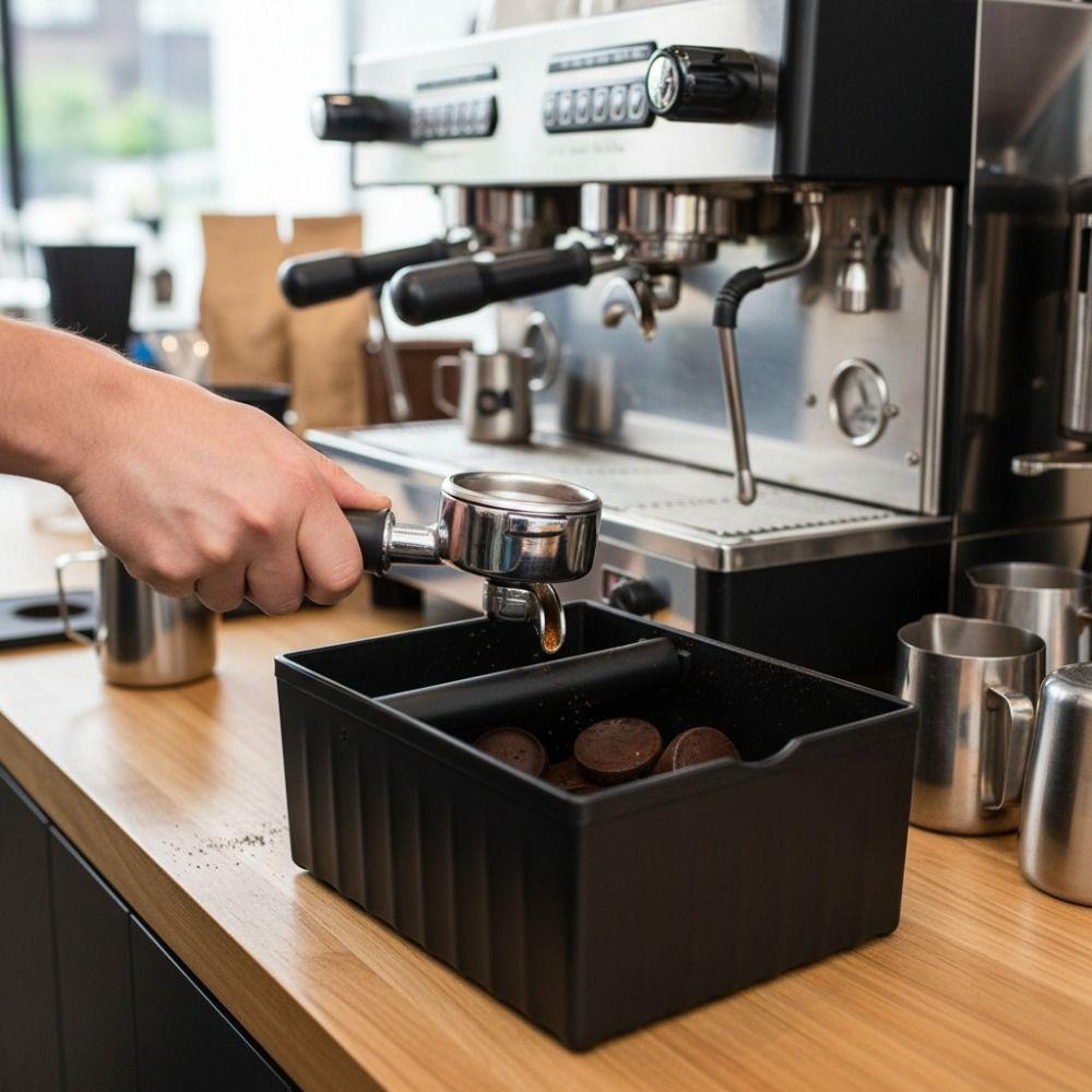 With Tapping Rod Coffee Grounds Tapping Box Rectangular Espresso Grounds Container  Baristas