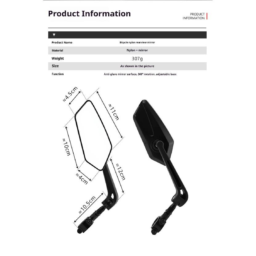 2PCS 360 Rotating Bicycle Mirror Wide Range Adjustable for Bicycle Electric Reflec Reflector Retrovisor Moto For Bycicle