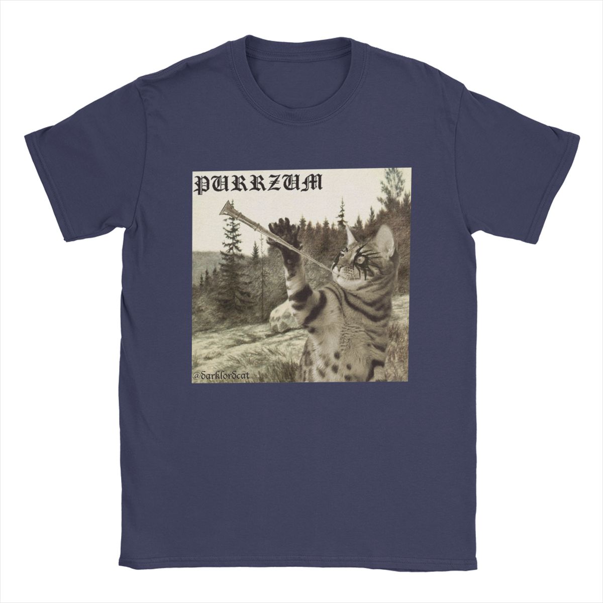 

Чоловіча футболка Purrzum Burzum Смішна Чиста бавовна Футболки З коротким рукавом Футболка З круглим вирізом Топи Подарунок на день народження XXL темно-синього кольору