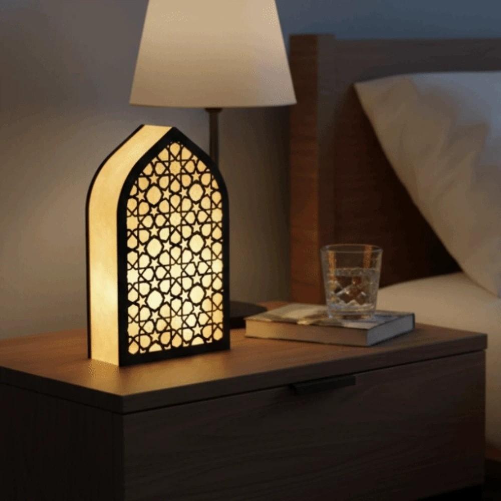 Moon Eid Desktop Ornament Creative Eid Wooden Decoration Handmade Night Light Ornament Wedding