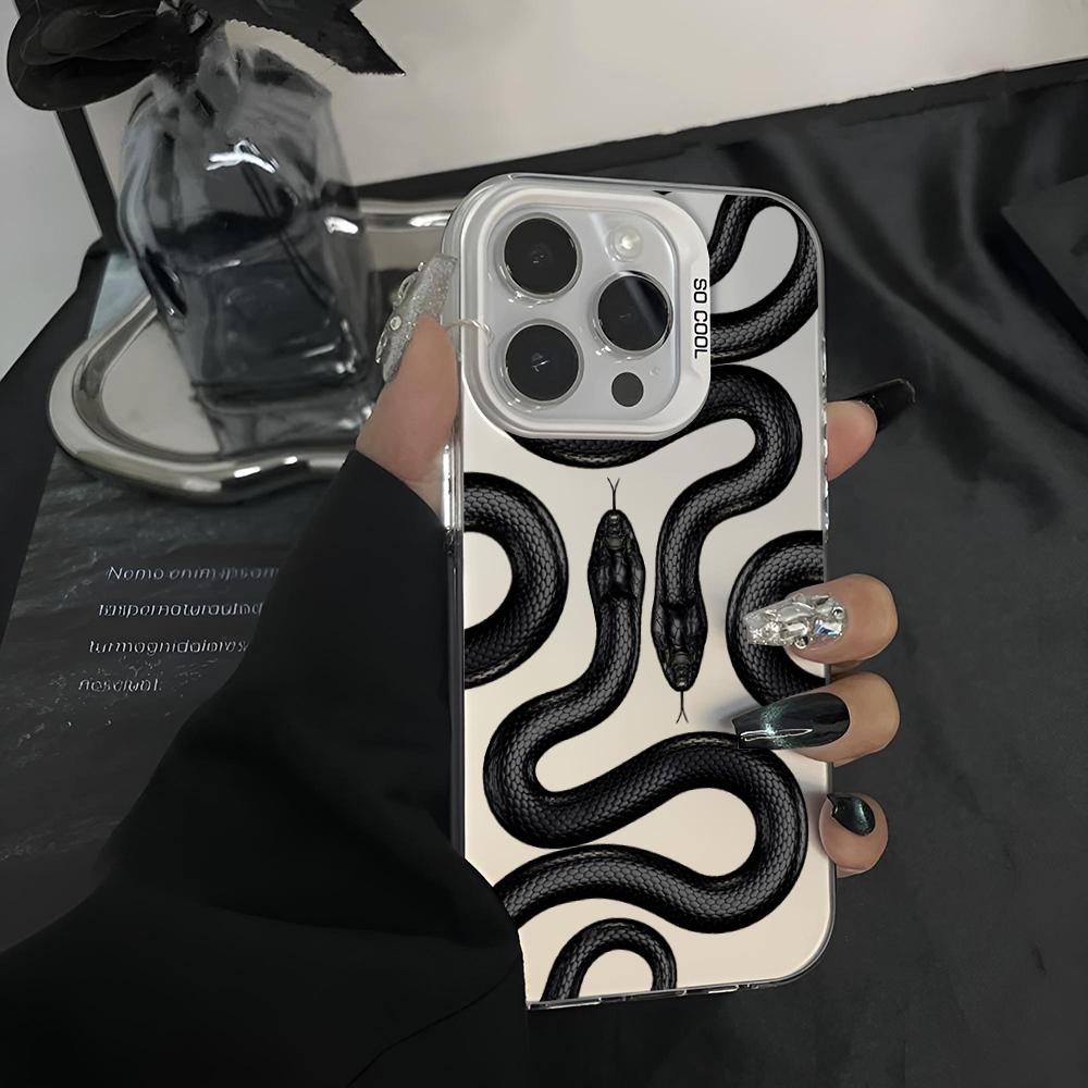 Phone Case Soft Matte Candy For IPhone 17 16 15 14 Pro Max Plus 13 12 11 Transparent Bumper Cover New Black Snake