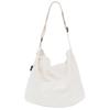 Pieka Women's Canvas Tote Bag with Zipper, Simple Design, Large, Perfect for Commuting and School, 4 Pockets, Ivory White