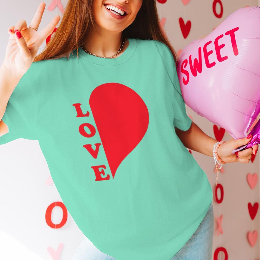 Red Heart Print Couples Graphics Matching Tshirt LOVE Fashion Vintage Women Men Casual Valentines Day Gifts Lovers Tee Shirt