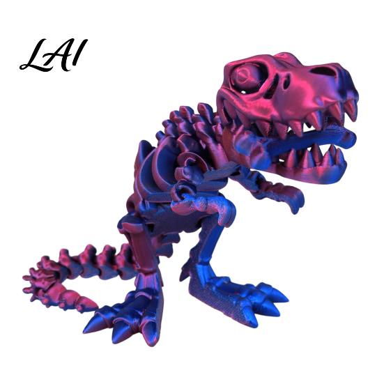 Integrated Joint Dinosaur Figure 3D Printed Figure Movable Joints Smooth Opening Decoration Desktop Ornament Gradient Metallic Texture Mini