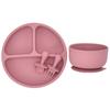4Pcs/Set Silicone Baby Feeding Bowl BPA Free Waterproof Solid Color Dinner Plate With Sucker