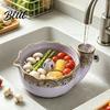 Fruit Serving Plate Vortex Design Bowl Strainer with Ceramic Berry Holes Self-Spinning Food Grade Rinse for Kitchen Berries Vegetables
