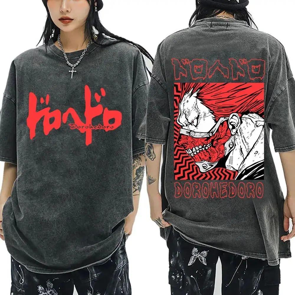 New Arrival Mens Clothes Tee Shirt Homme Graphic T-Shirts Men Tshirt Japanese Anime Dorohedoro Kaiman Vintage Washed