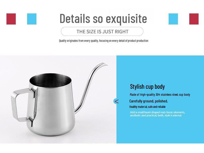 350ml Nerezová konvice s husím krkem pro přípravu kávy metodou pour-over s jemnou hubičkou