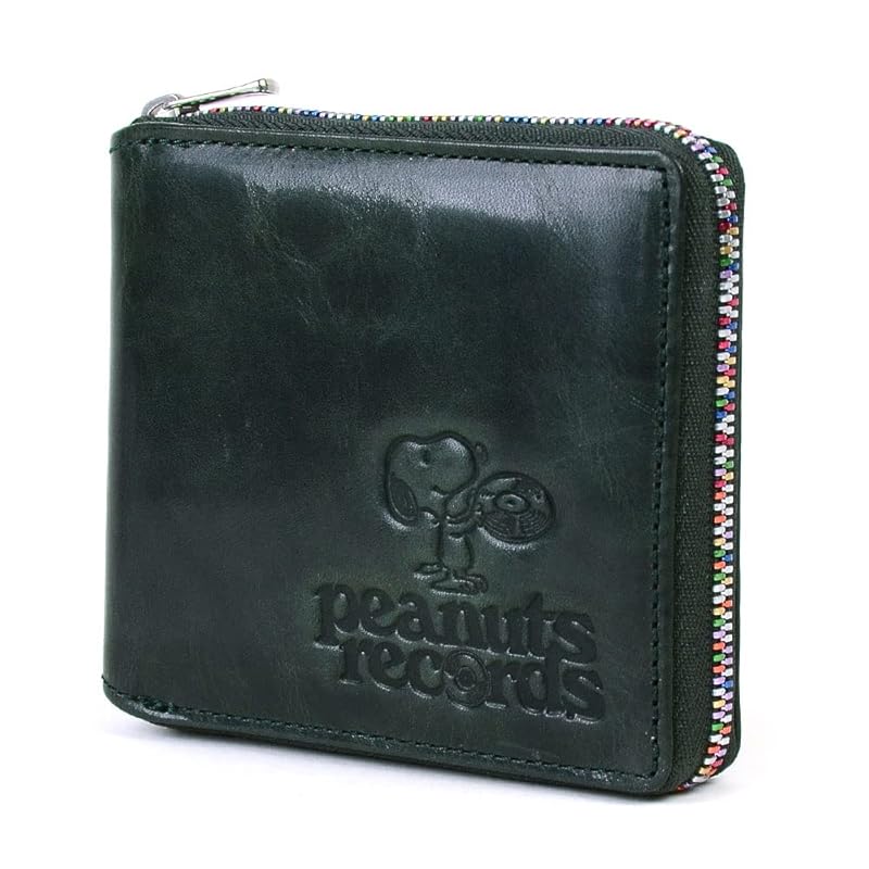 

[Peanuts] RECORDS record wallet bifold men s ladies bifold wallet compact round zipper genuine leather vintage style cowhide No.73380 pnt-73380-blue