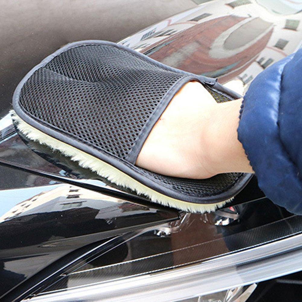 Soft Car Washing Gloves Wool Washing Cleaning Glove Artificial Wool Cleaning Brush Motorcycle Washer Products Car Accessories