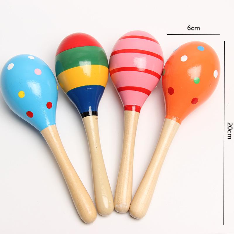 20cm Wooden Baby Grasping Maraca: Educational Sound Toy & Hand-Shaking Instrument for Grasping Training.
