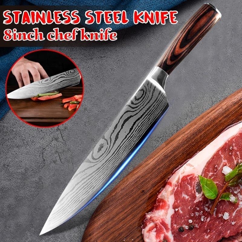 8-дюймовый нож шеф-повара Ультра острый нож с деревянной ручкой Нож-тесак Кухонный нож Кухонный нож шеф-повара 1PCS knife
