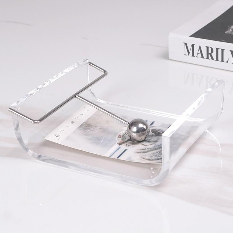 Modern Light Luxury Acrylic Fixed-point Tissue Holder Hotel Living Room Restaurant Tabletop Tissue Paper Storage Rack High-end Ornaments