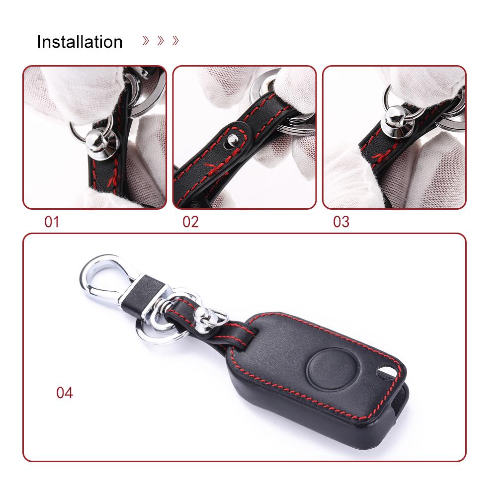 Leather Car Key Case For Mercedes Benz C E S Ml Sl Ml55 Amg S500 Sl500 1 Button Folding Remote Fob Cover Keychain Protector