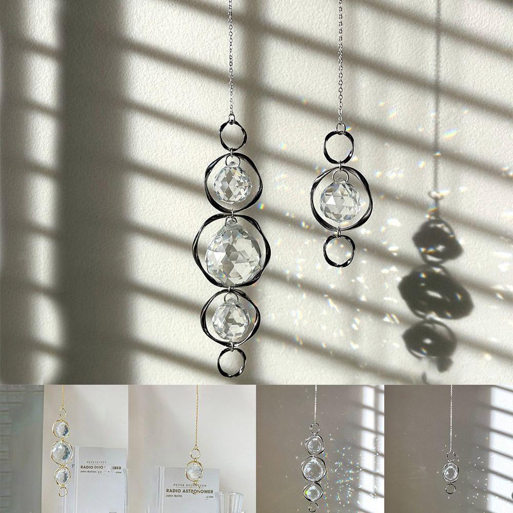 Crystal Glass Sun Catcher Accessories Curtains Embellishment Wind Chime Hanging Decoration Gold Silver Drop Ornament Gift