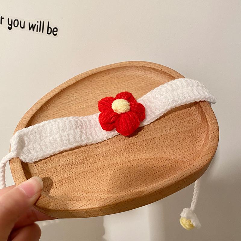 

Каваий Вязаный Крючком Регулируемый Шерстяной Цветок Котенок Вязание Красный Цветок Белый Браслет