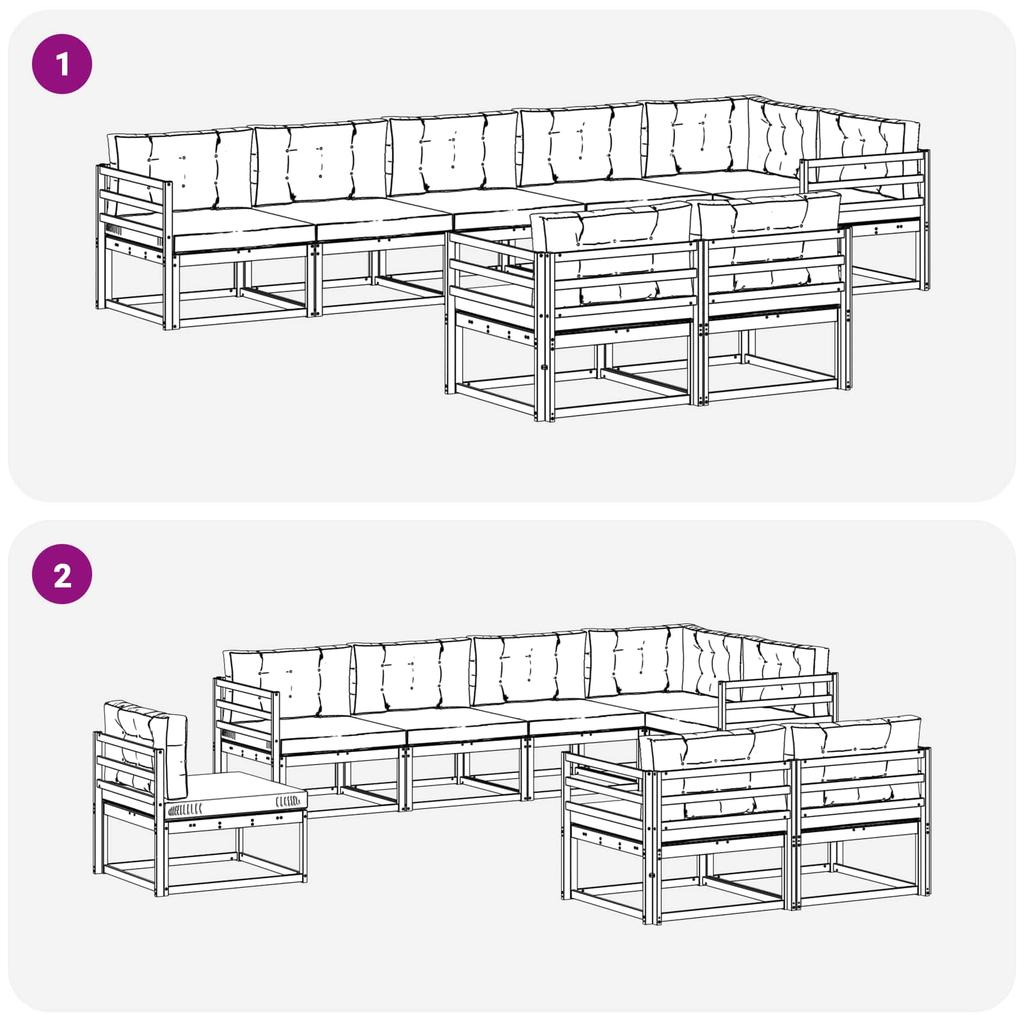 Outdoor Sofa Set with Cushions 8 pcs Natural and Cream