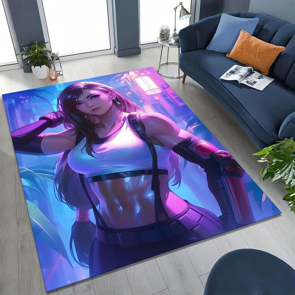 Kreslený herní koberec Final Fantasy Sephiroth Cloud Tifa do ložnice, obývacího pokoje, k pohovce, dekorace na vchodové dveře, velká protiskluzová podložka