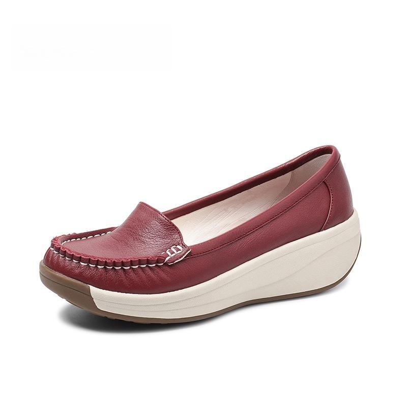 

Весна и осень 2025 года новая модель на танкетке, толстая подошва, мягкая подошва, туфли для мамы, повседневные туфли-маффины, маленькие белые туфли, туфли-лодочки, женские лоферы 40