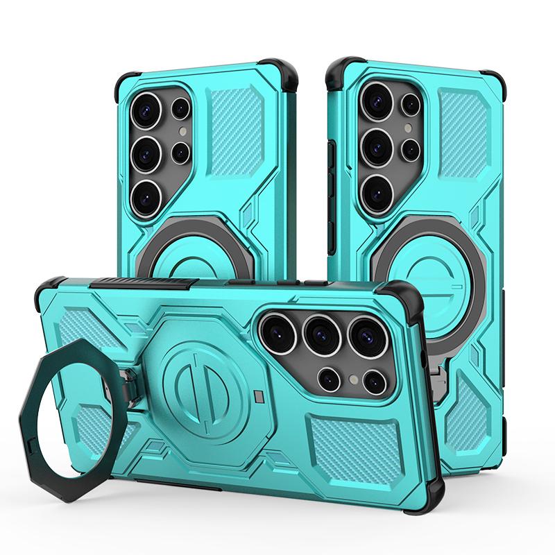 KEYSION Shockproof Magnetic Case for Samsung S25 Ultra 5G S25+Plus Upright Live Metal Ring Stand Phone Cover for Galaxy S25 Edge