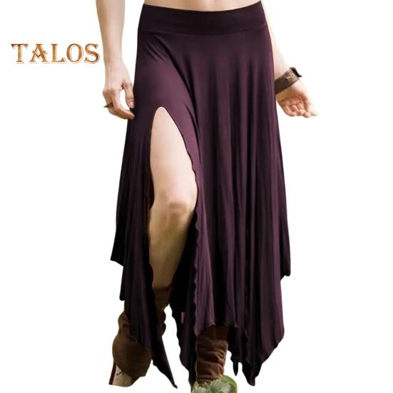 

Женская юбка с высокой талией, однотонная, неровный подол, длинная юбка с боковыми разрезами, утягивающая юбка для работы, отдыха, путешествий 2XL