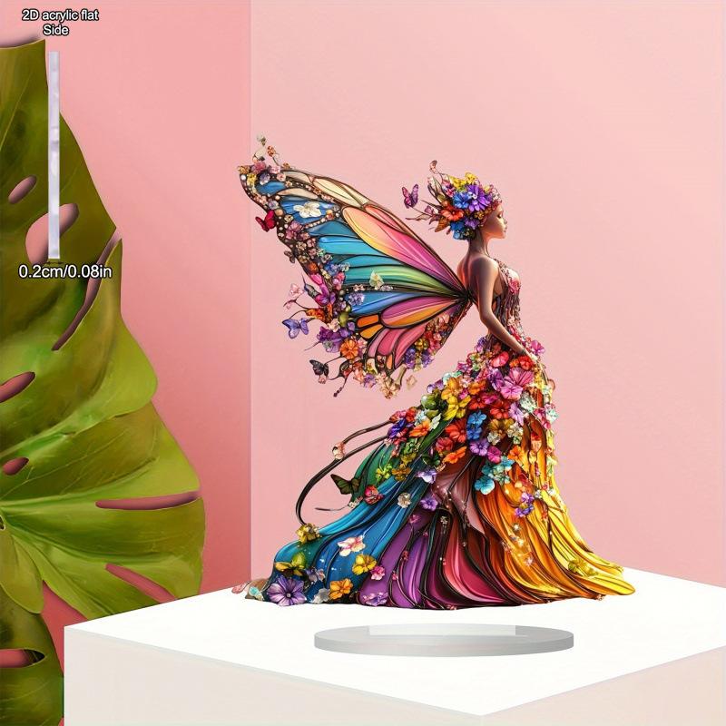 2D Flat Acrylic Colorful Butterfly Fairy Decoration, Indoor and Outdoor Decoration - No Battery/electricity Required, Free Day Decorati