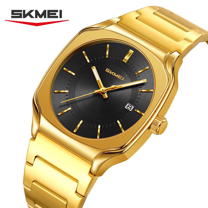 Skmei 9380 Classic High Quality Mens Quartz Watch Best Stainless Steel Band Waterproof Date Display Character Casual Hand Watch