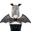 Halloween Wing Bats Wing with Headwear Set Vampires Costume Wing Bats Ears Headband Black Wing for Fancy Dress Parties