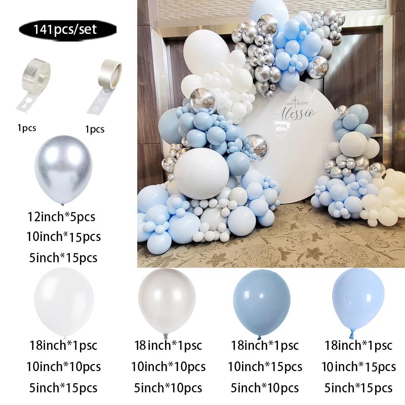 Pastel Light Blue White Sand Beige Balloon Garland Arch Kit Boy Baby Shower Gender Reveal Wedding Party Birthday Decoration
