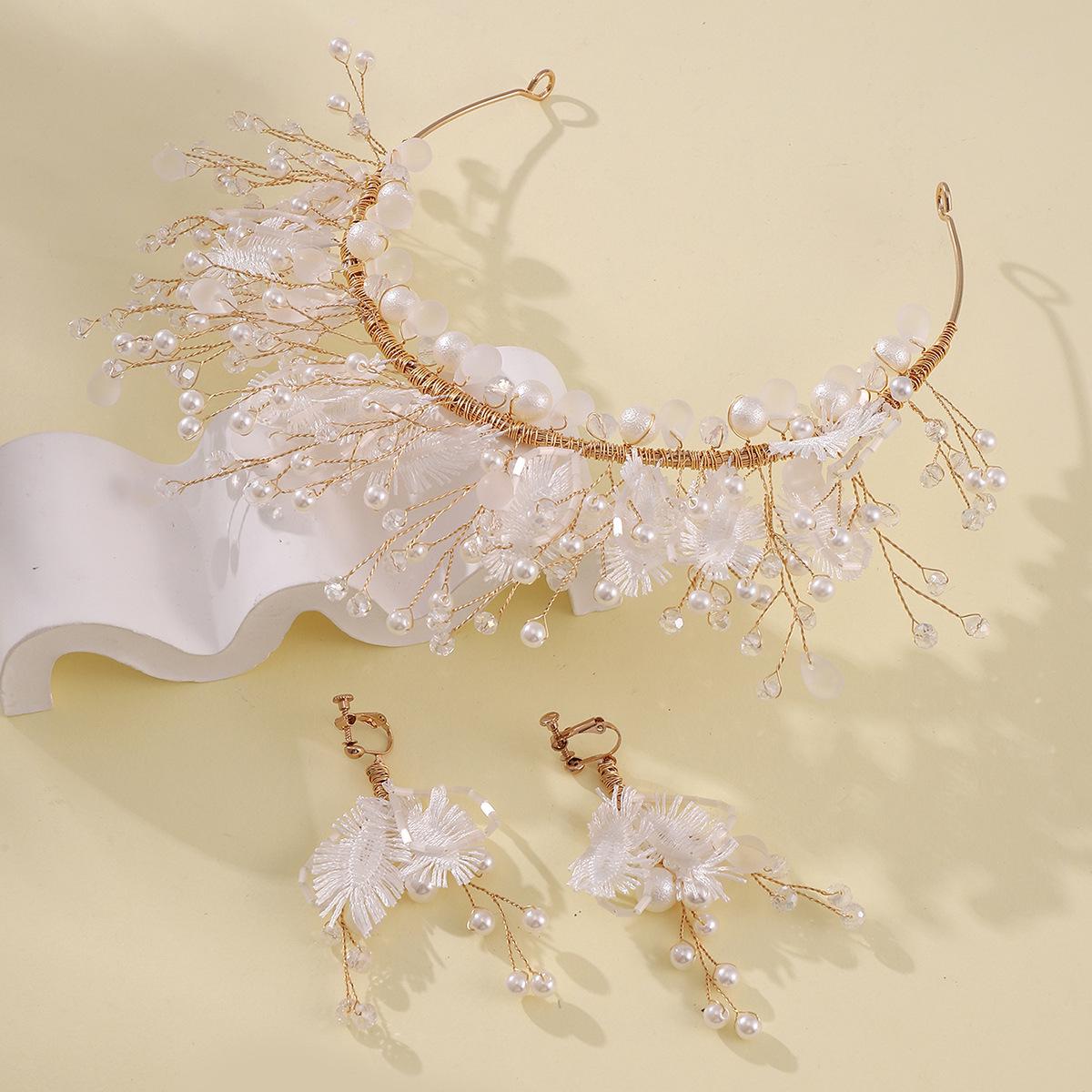 Korean High-End Bridal Pearl Headband  Hair Accessory Set