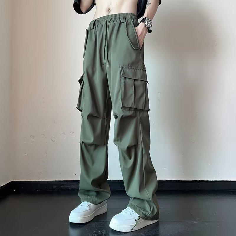 Overalls Men's Summer New High Street Ins Tide Brand Loose Straight Pants Teen Fashion Drawstring Casual Pants