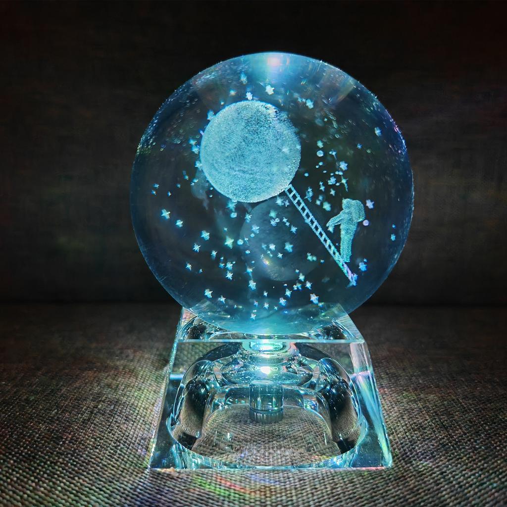 Minge de cristal LED Sistem solar 3D Planete Minge de cristal Minge de sticla Decor pentru casa Ornament pentru cadou de Valentine's Day