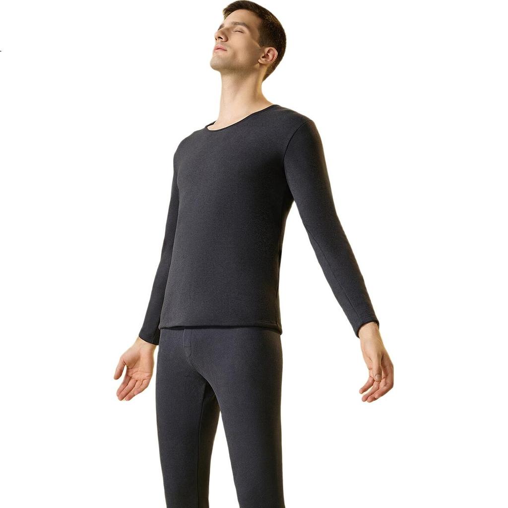 Yiershuang Self-Heating Fleece-Lined Thickened Thermal Underwear Set for Men 10A Antibacterial Autumn Winter Top and Bottom