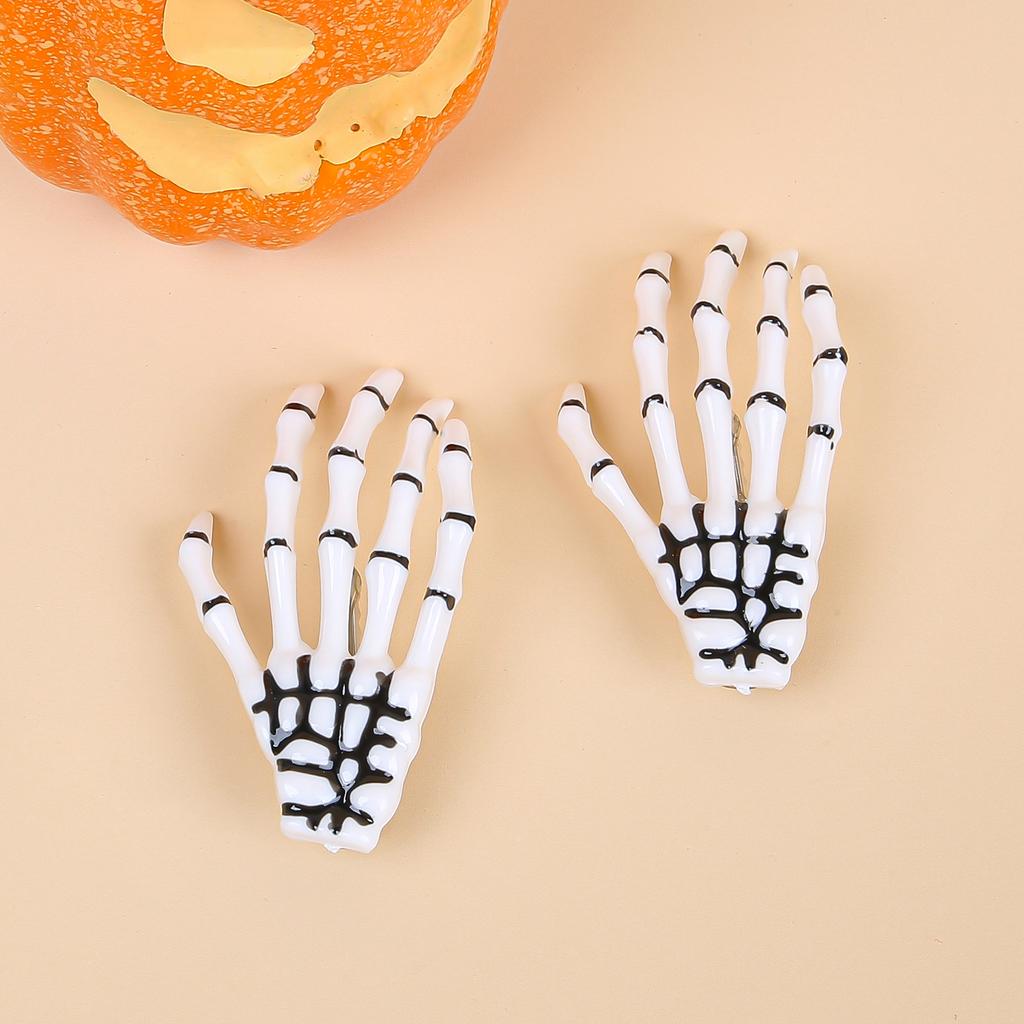 2 STÜCKE Kreative Skelett Hand Haarspange für Frauen Mädchen Gothic Stil Bunte Haarnadel Halloween Make-up Party Haarschmuck