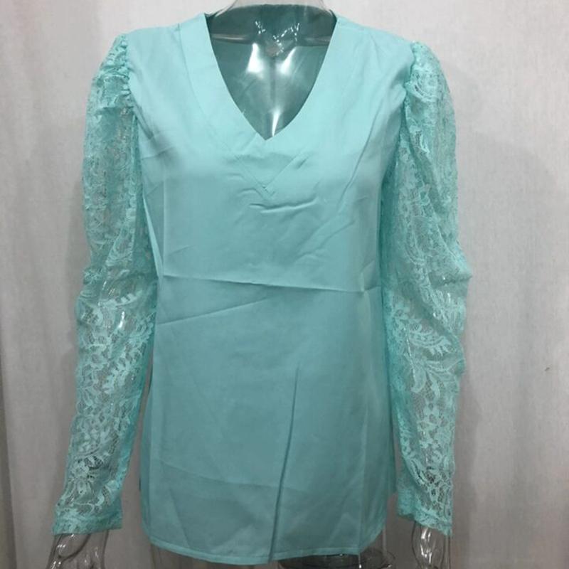 Floral Long Sleeve Lace Shirt Women Vintage V Neck Blouses And Tops Loose Female Shirts White Blouses Women Clothing 19040