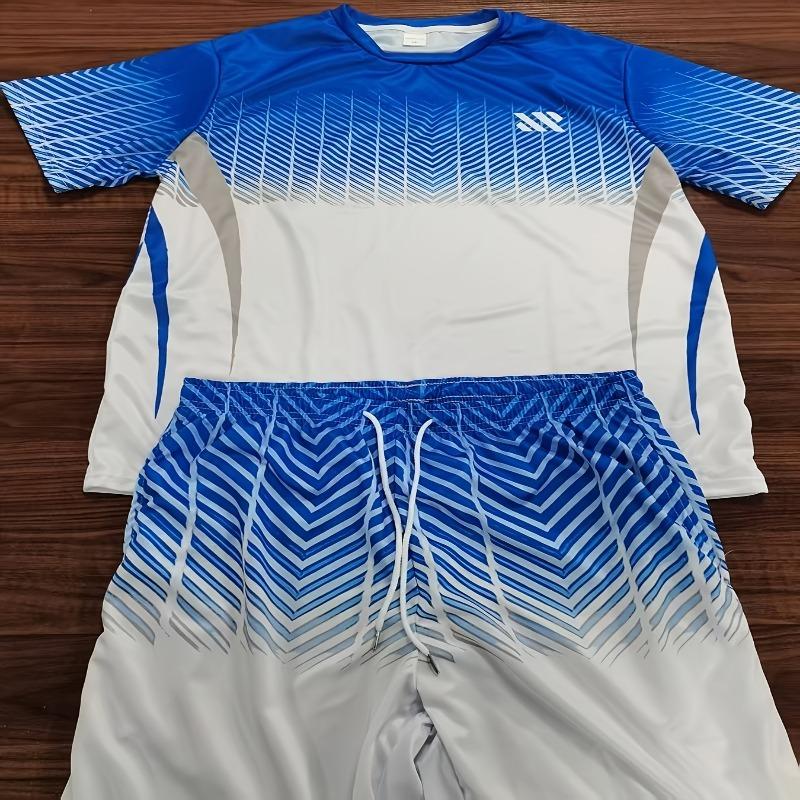 Herrens fritids- och sportset, herrarnas kortärmade t-shirt+shorts set 2-delat set