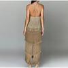 Dusker Halter Split Kvinner Kjole Ermeløs Ryggløs Snøring Party Summer Street Club Evening Robe
