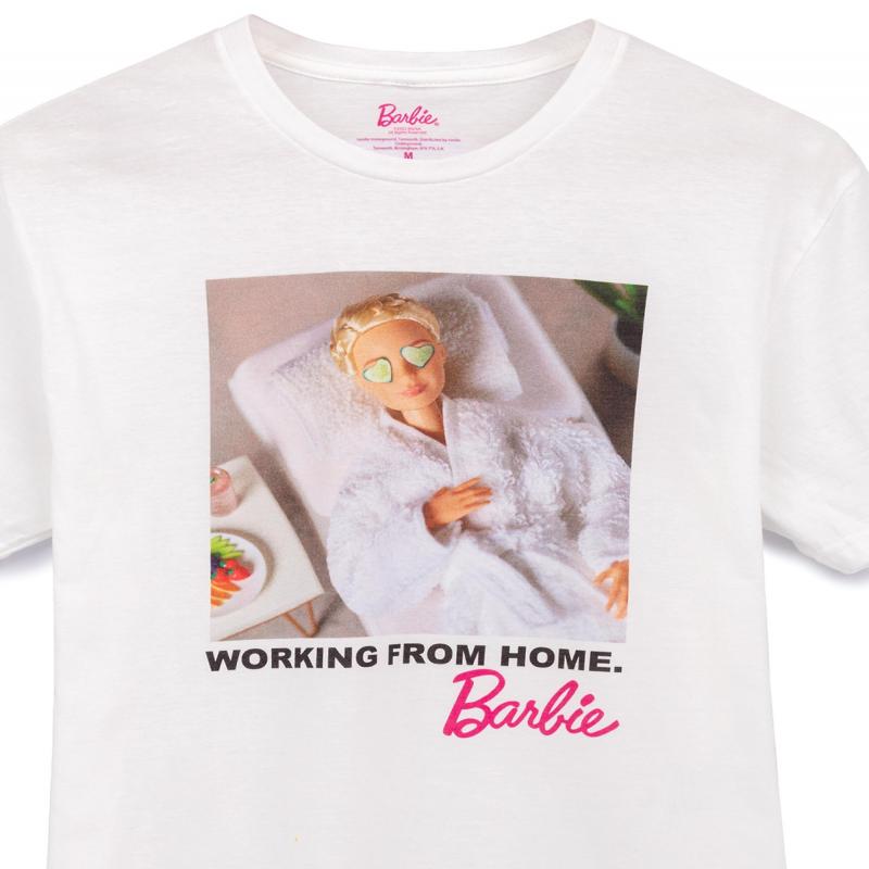 Barbie Womens Short Sleeved T-Shirt White Barbie Doll Print